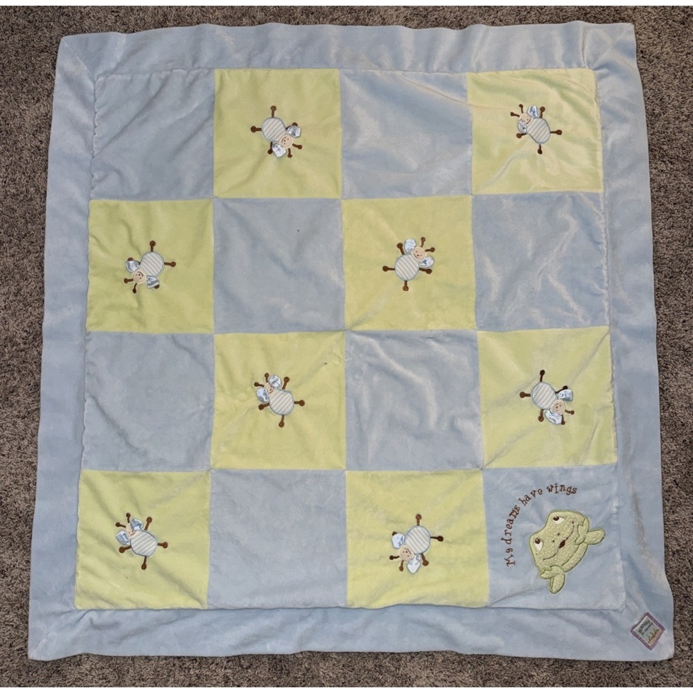 Bunnies by the Bay Frog My Dreams Have Wings Green Baby Blanket Security 36x36